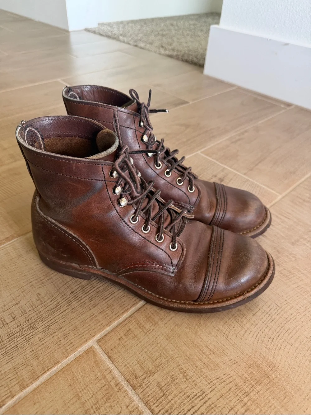 Men’s Red Wing Iron Ranger Brown Leather Lace-Up Boots Size 7D